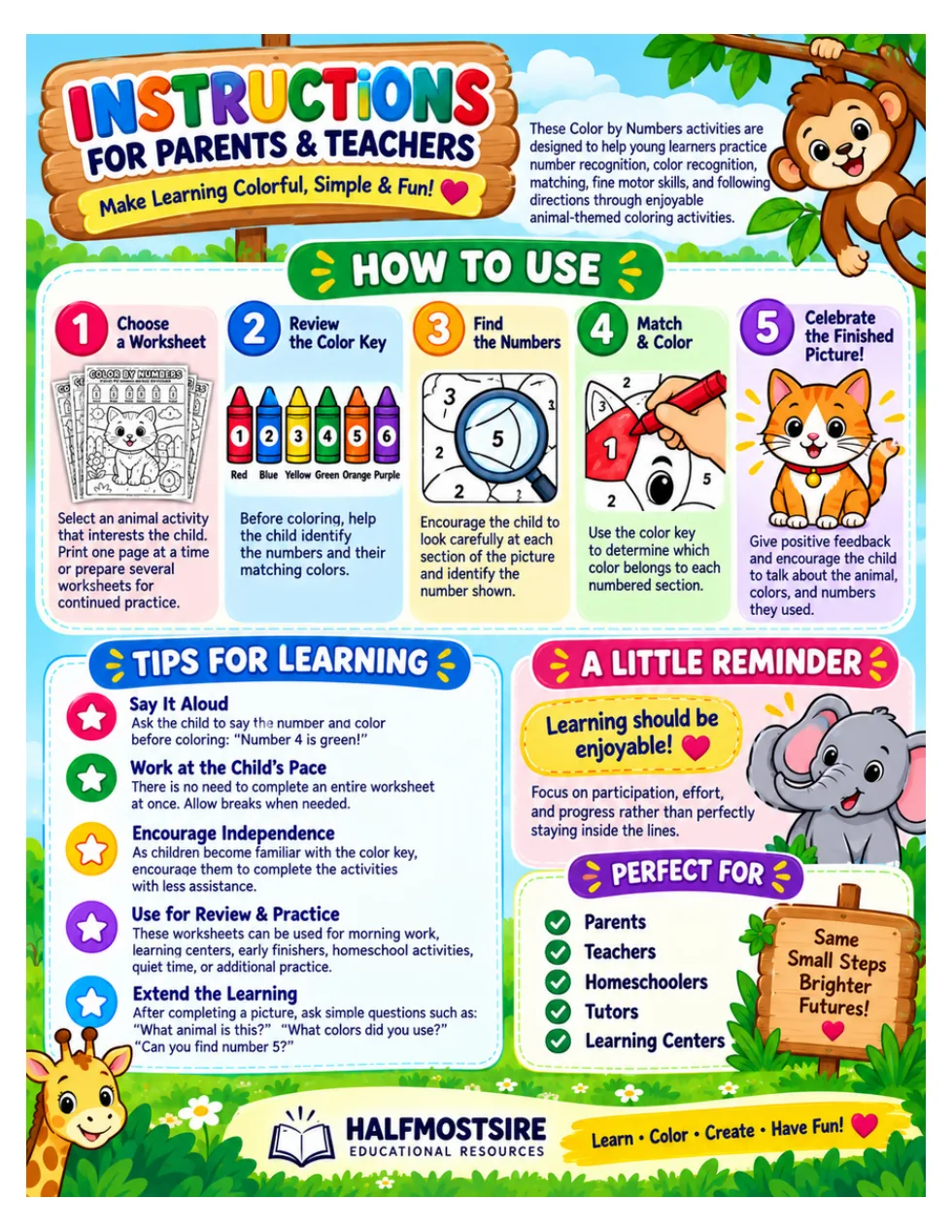 Instructions for parents and teachers