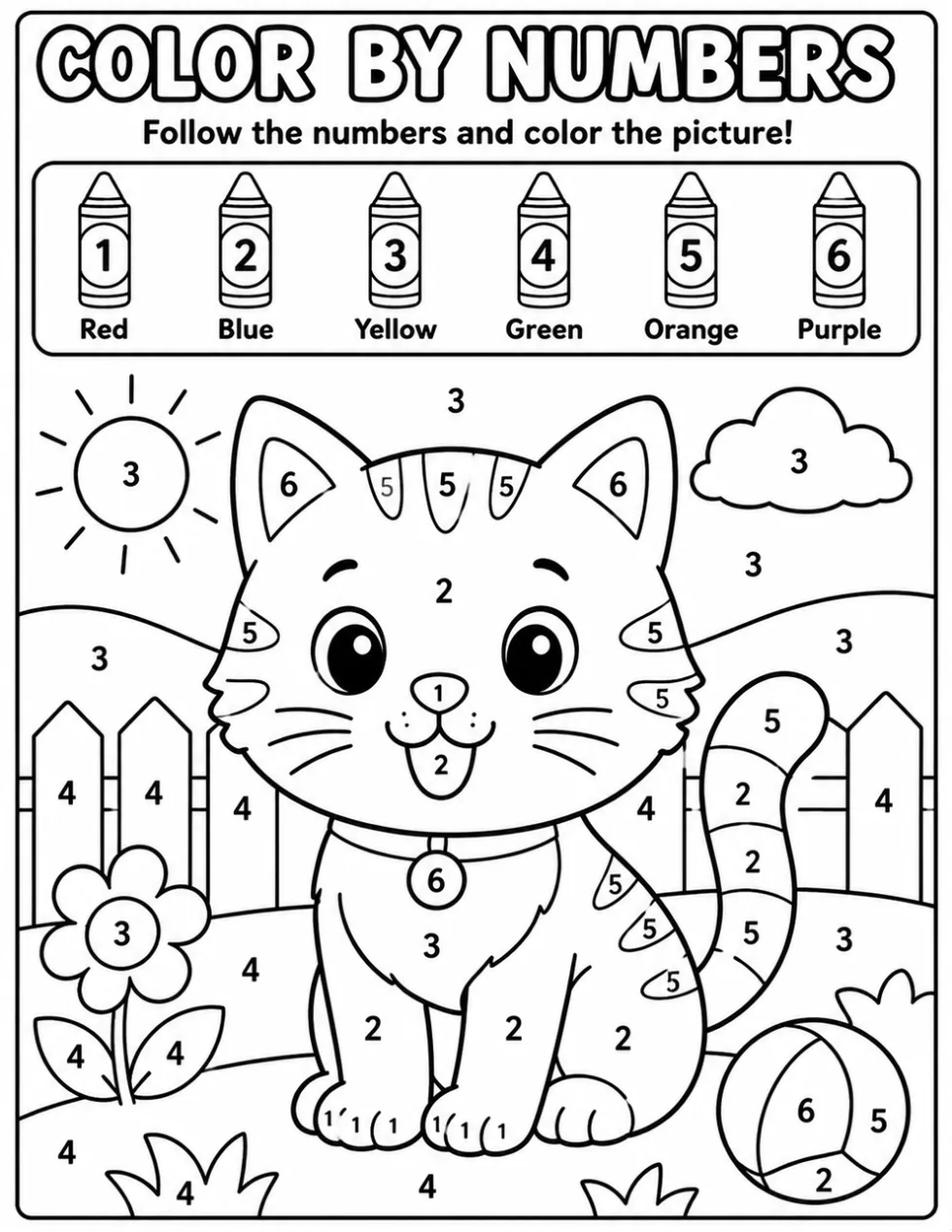 Cat color by numbers sample