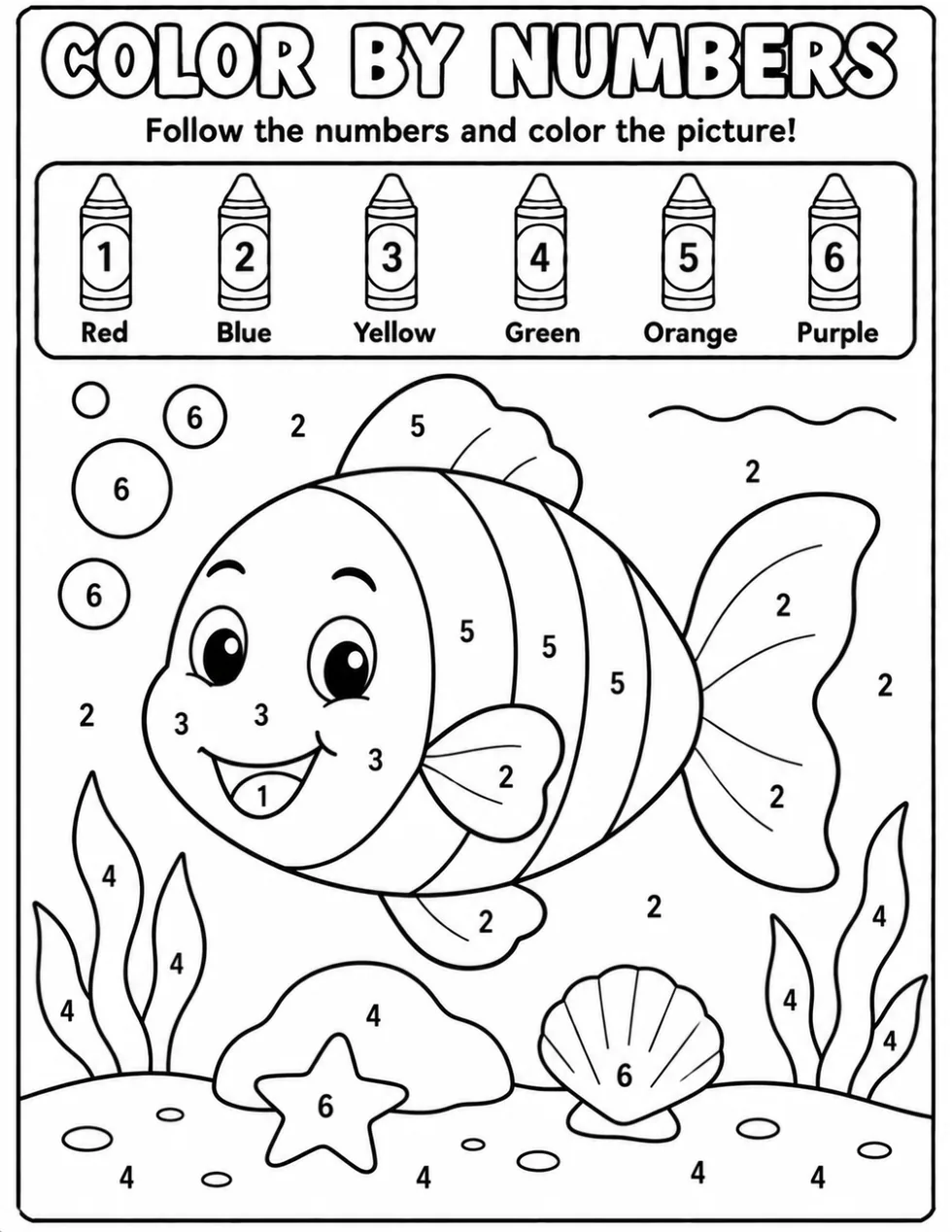 Fish color by numbers sample