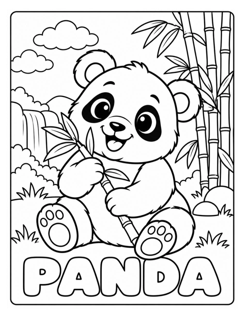 Panda coloring page sample