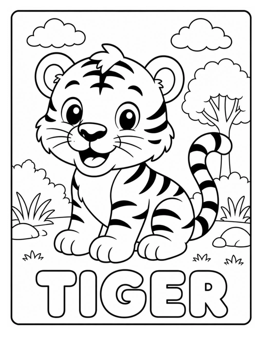 Tiger coloring page sample