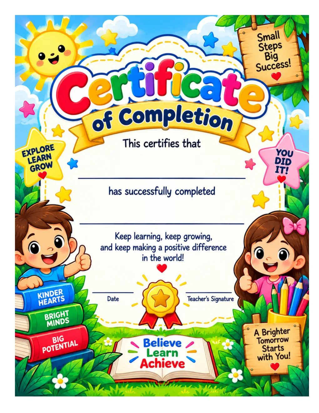 Certificate of Completion included with A to Z Animals Coloring Book