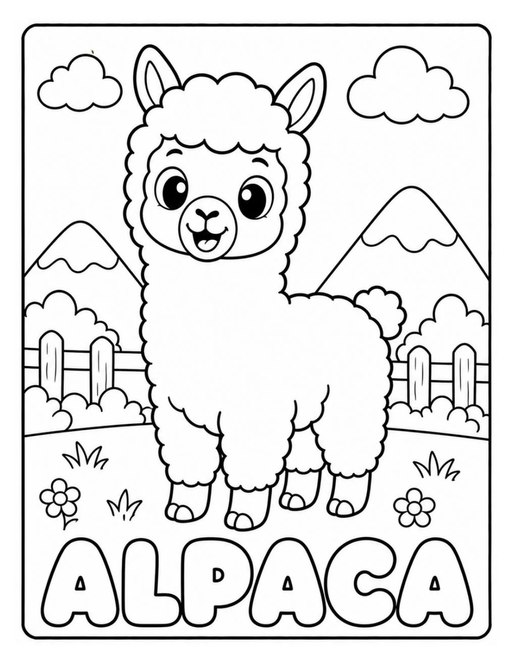 Alpaca coloring page sample