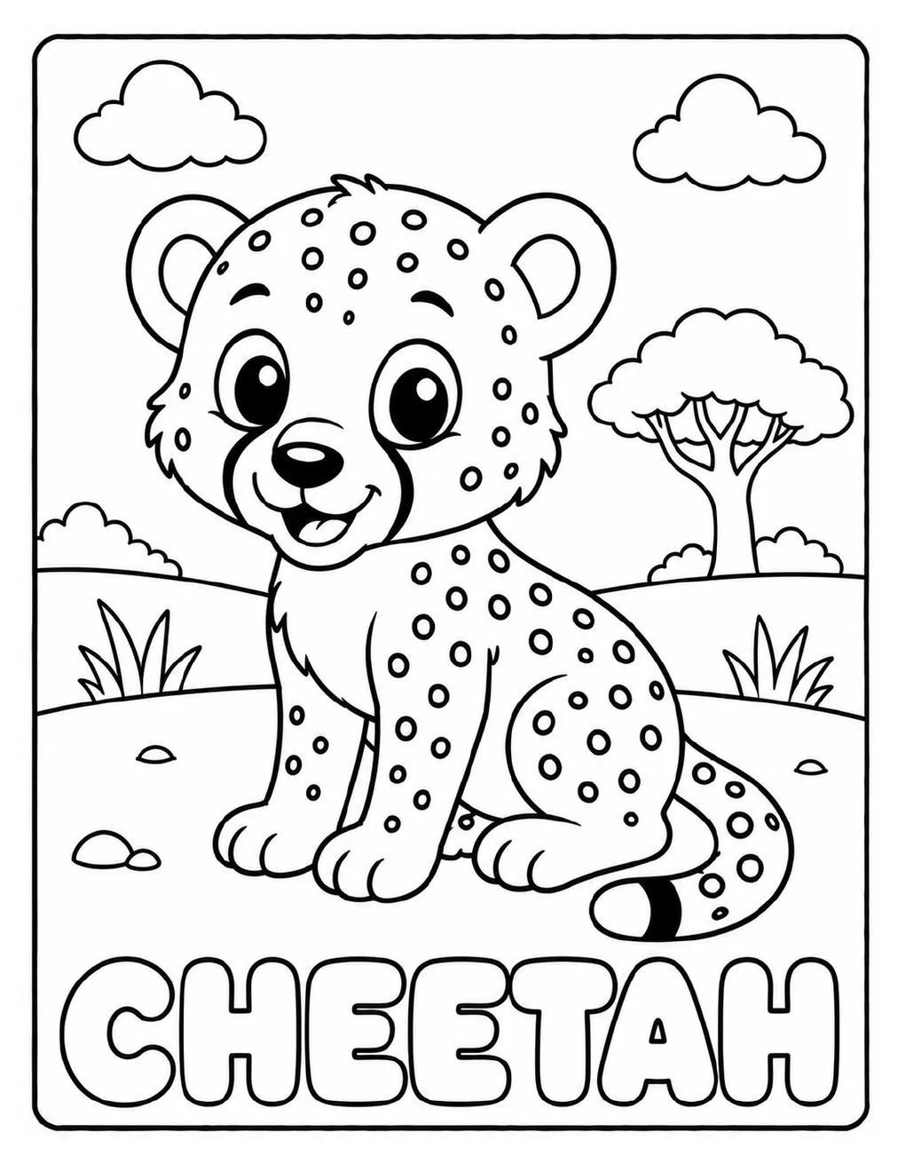Cheetah coloring page sample