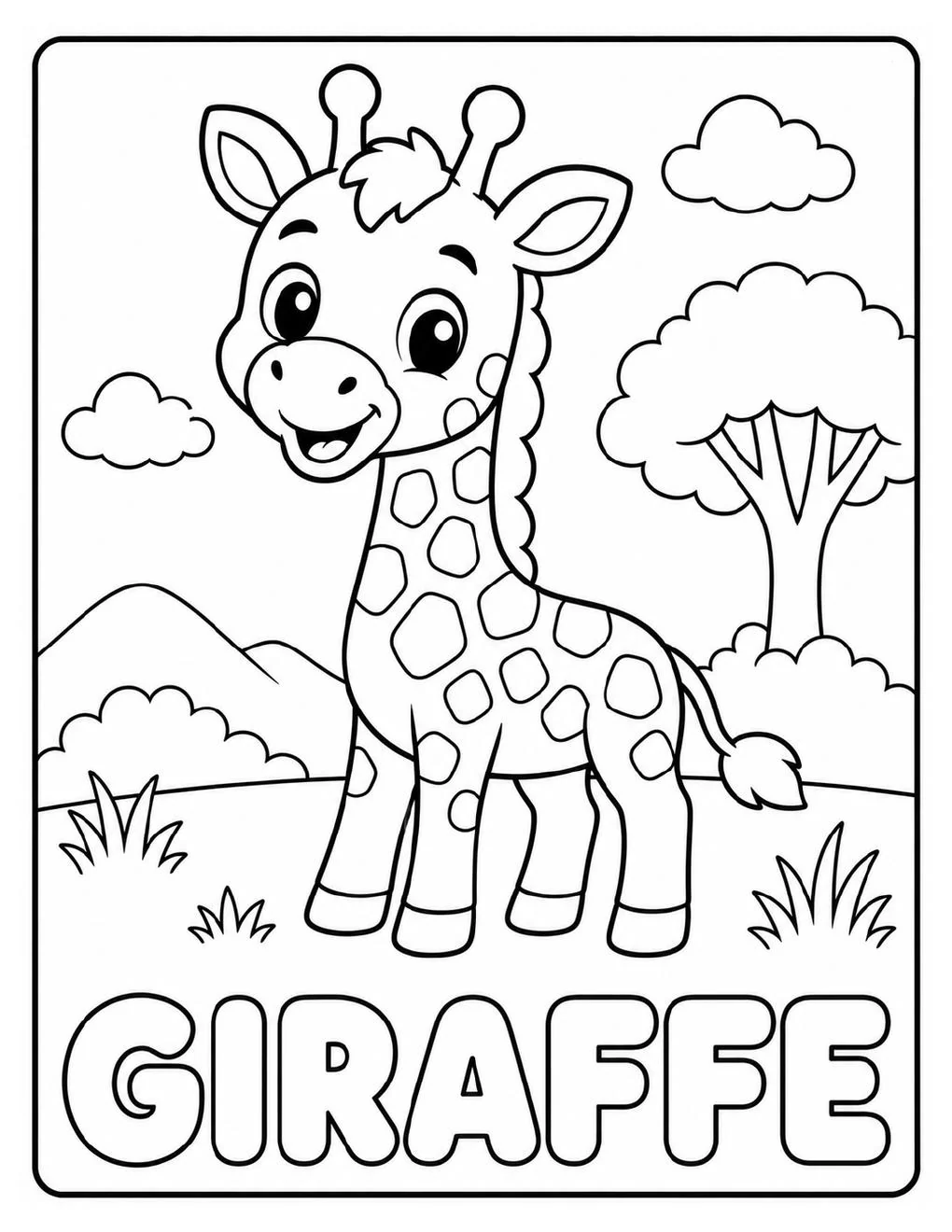 Giraffe coloring page sample